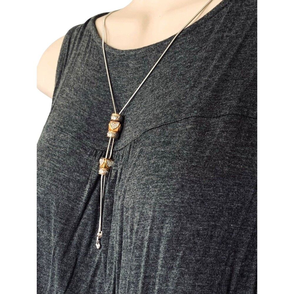 Brighton Meridian Petite Lariat Y Pavé  Style Silverplate Necklace
